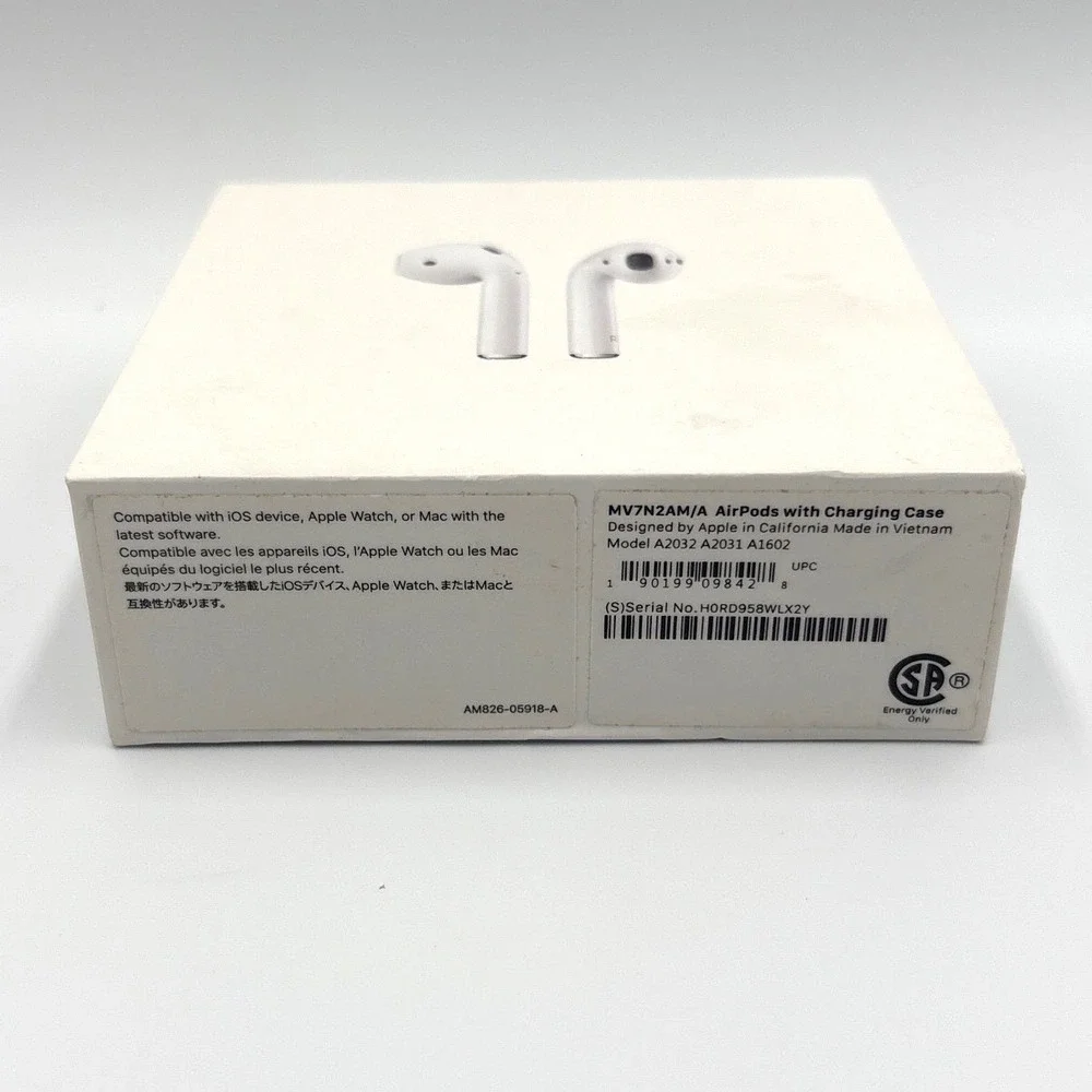Apple AirPods 2nd Gen with Charging Case Empty Retail Box MV7N2AM/A White